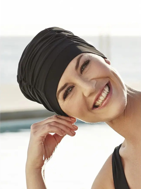 Zwem mutsje Wave zwart van Mooihoofd specialist in chemo mutsjes