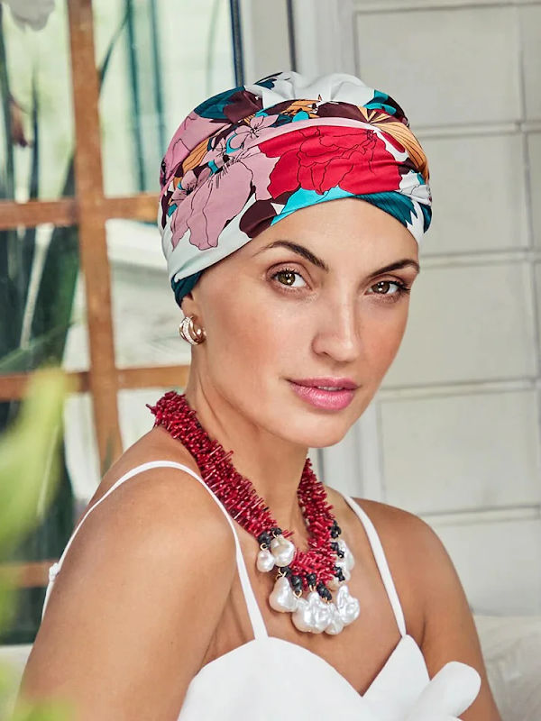 Hippe Chemo mutsjes winkel - Turban Sapphire Floral Fusion
