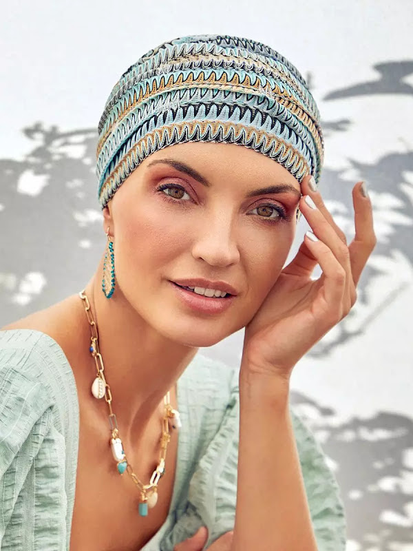 Hat Ruby Skye Zig-Zag Blue - chemo hat / alopecia hat