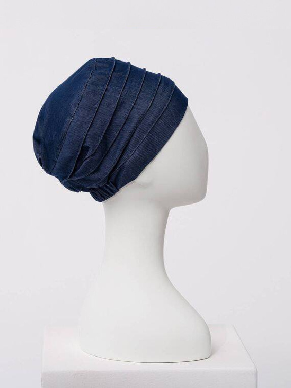 Top Yoga Dark Blue Denim - cancer hat / alopecia headwear