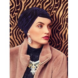 chemo mutsjes chemo muts winter -Turban Hoc Pearl - Velvet Emerald Blue