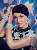 chemo mutsjes chemo muts winter -Turban Hoc Pearl - Velvet Emerald Blue
