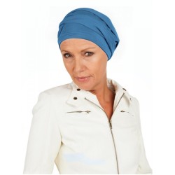 Top PLUS blauw - chemo mutsje / alopecia mutsje - van Mooihoofd Chemo mutsjes winkel Mooihoofd - Top PLUS blauw - alopecia vrouwen