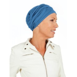 Top PLUS blauw - chemo mutsje / alopecia mutsje - van Mooihoofd Chemo mutsjes winkel Mooihoofd - Top PLUS blauw - alopecia vrouwen