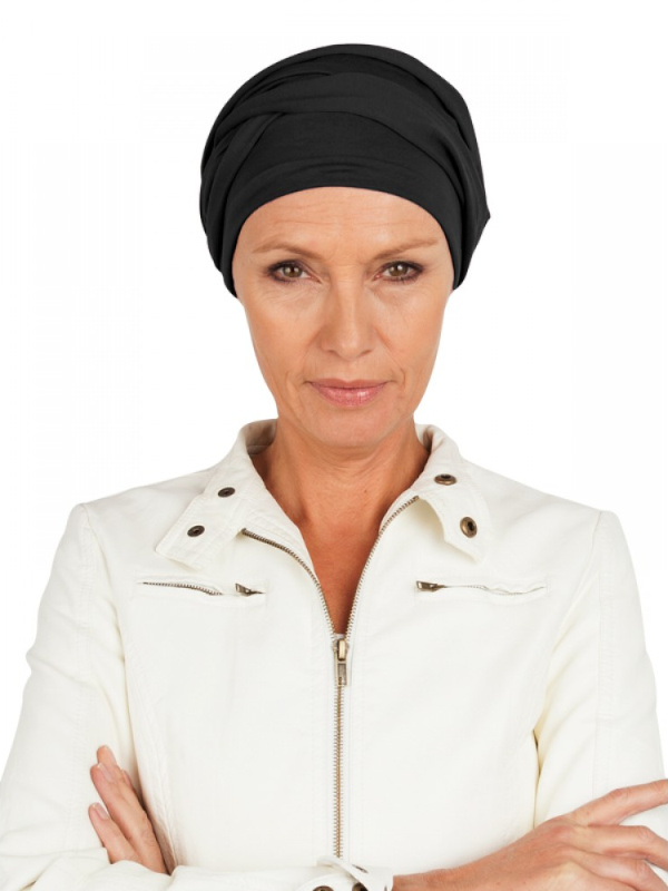Top PLUS zwart - mutsje voor chemo - alopecia vrouwen - Mooihoofd