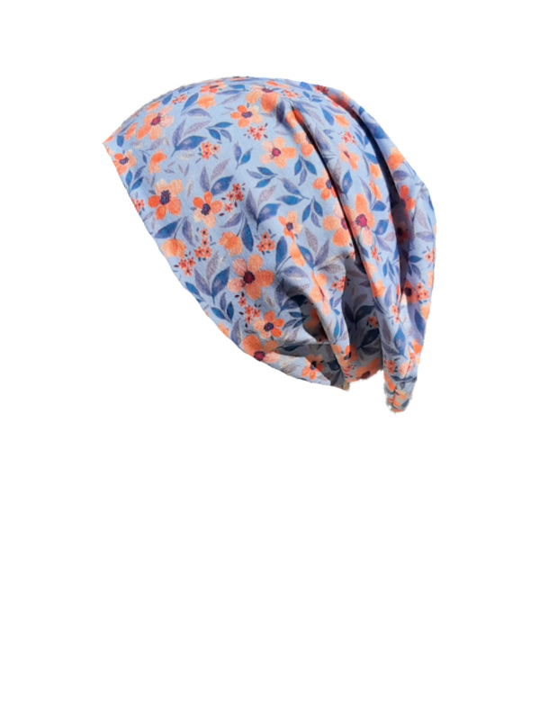 Chemo mutsjes chemo muts Top Tio Flowers Rusty/Blue - alopecia vrouwen