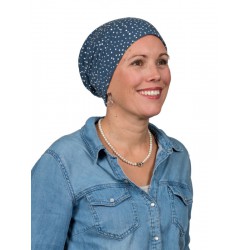 Top Tio Confetti Blauw - chemo mutsje / alopecia mutsje Chemo mutsjes winkel Mooihoofd - Top Tio Confetti Blauw - haaruitval chemo