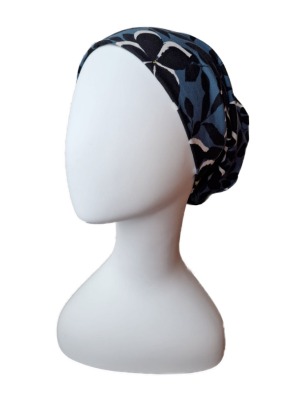 hippe chemo mutsjes chemo muts Top Tio Flowers in Blue