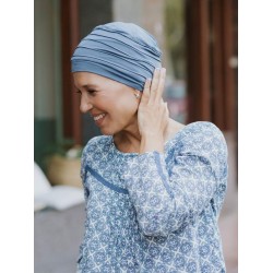Top Aura Denim Blauw - chemo mutsje / alopecia mutsje Hippe Chemo mutsjes chemo muts - Top Aura Denim Blauw