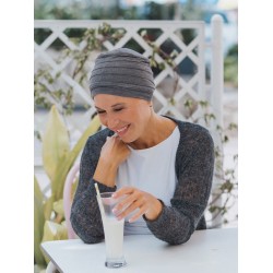 Chemo mutsjes winkel - Top Aura Grijs Melange - chemo muts winkel