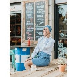 Top Ayana - Duo Blauw - chemo muts / alopecia hoofdbedekking hippe chemo mutsjes chemo - Top Ayana - Duo Blauw