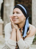 Headscarf Doris Black-Blue - chemo headwear / alopecia headscarf