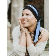 Headscarf Doris Black-Blue - chemo headwear / alopecia headscarf