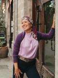 Headscarf Doris - Flowers Mauve  - chemo headwear / alopecia headscarf