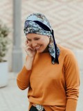 Headscarf Doris - Garden Blue  - chemo headwear / alopecia headscarf