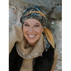 Sjaalmutsje Doris - Cinnamon Paisley - chemo sjaal / alopecia hoofdddoekje Hoofddoekjes chemo sjaaltjes - Sjaalmutsje Doris - Cinnamon Paisley