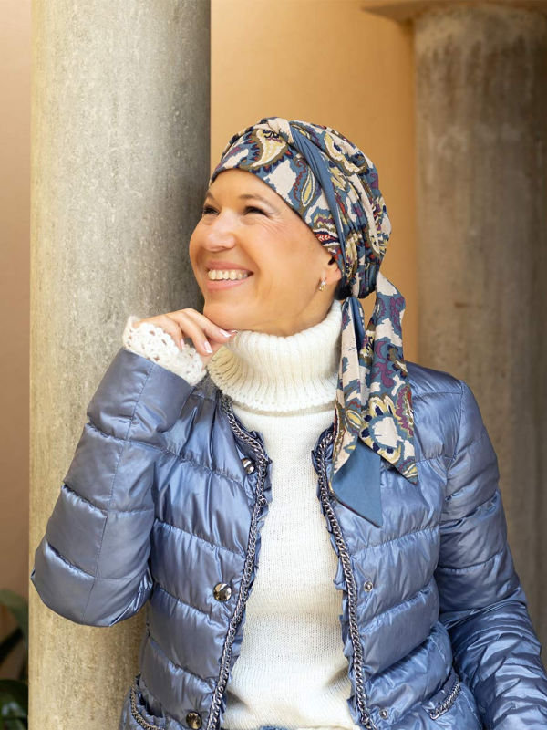 Sjaalmutsje Doris - Romantic Paisley - chemo sjaal / alopecia hoofdddoekje Hoofddoekjes bij chemo sjaaltjes - Sjaalmutsje Doris - Romantic Paisley - chemo mutsjes