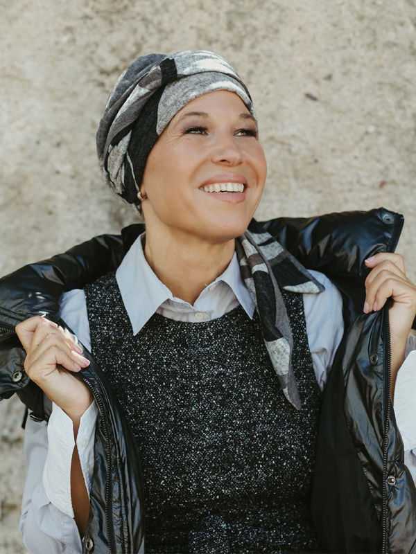 Hoofddoekjes chemo sjaaltjes chemo mutsjes - Sjaalmutsje Doris Lunar Curves