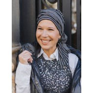 Headscarf Doris glowing - striped grey - chemo headwear / alopecia headscarf