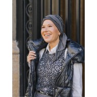 Headscarf Doris glowing - striped grey - chemo headwear / alopecia headscarf
