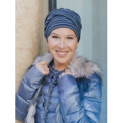 Hat Lucia - Glowing striped blue - chemo hat / alopecia headwear Hat Lucia - Glowing striped blue - chemo hat / alopecia headwear