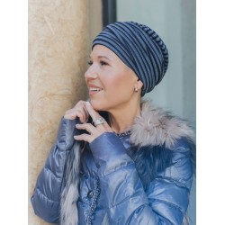 Hat Lucia - Glowing striped blue - chemo hat / alopecia headwear Hat Lucia - Glowing striped blue - chemo hat / alopecia headwear