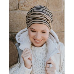 Hat Lucia - Glowing striped caramel - chemo hat / alopecia headwear Hat Lucia - Glowing striped caramel - chemo hat / alopecia headwear