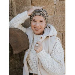 Hat Lucia - Glowing striped caramel - chemo hat / alopecia headwear Hat Lucia - Glowing striped caramel - chemo hat / alopecia headwear