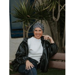 Hippe chemo mutsjes winkel - Mutsje Lucia Floral Black - chemo muts zomer