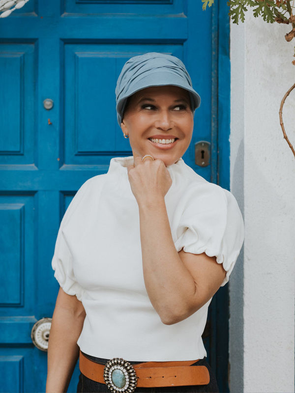 Chemo pet dames chemo mutsjes - Pet Sonia blue denim