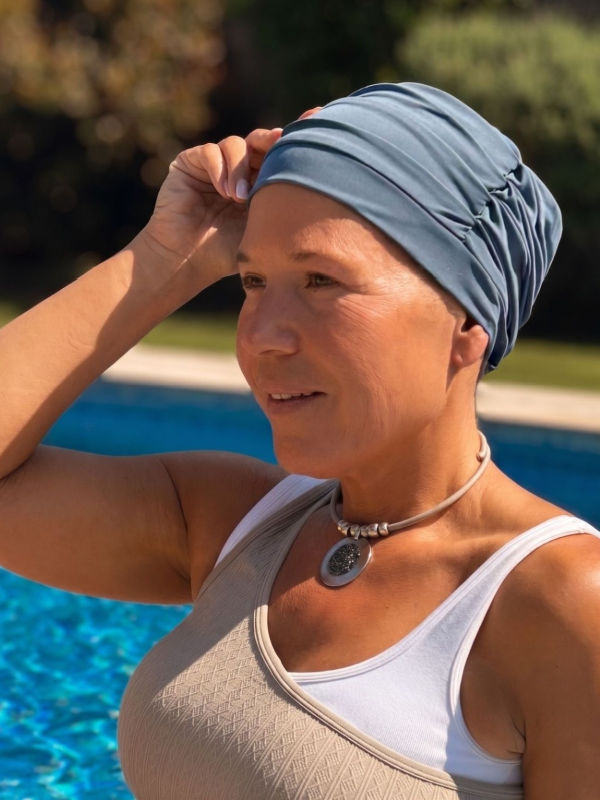 chemo mutsjes zwemmen - zwem mutsje staal blauw - badmuts