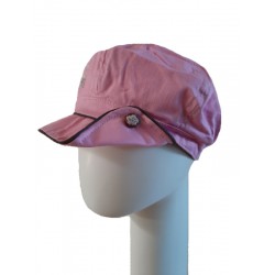 Kids Cap bakerboy Button pink and brown