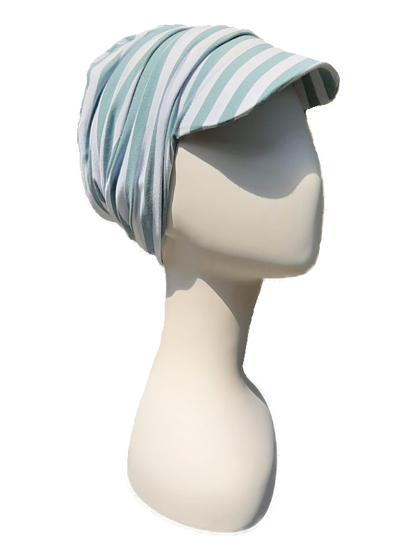 Cap Diane Turquoise-White - chemo hat / alopecia headwear