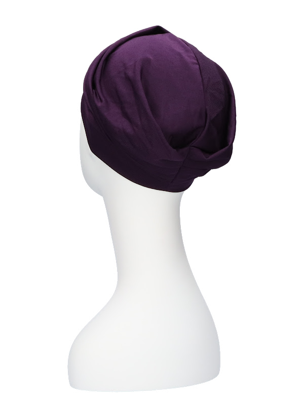 Comfortable hat Iris Aubergine - chemo hat / alopecia hat