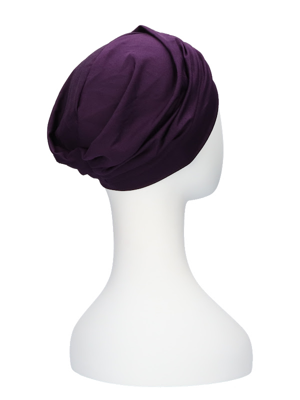 Comfortable hat Iris Aubergine - chemo hat / alopecia hat