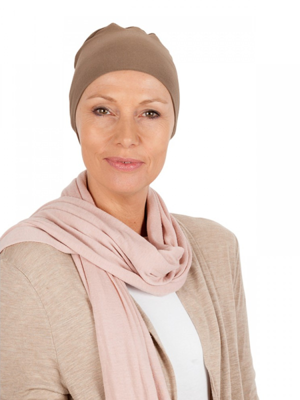 Chemo slaapmuts Elisa Taupe - chemo mutsjes Lookhatme / alopecia mutsje