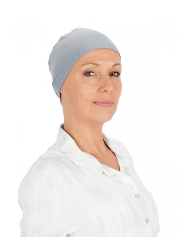 Chemo slaapmuts Elisa Grey-Blue - chemo mutsjes Lookhatme / alopecia mutsje