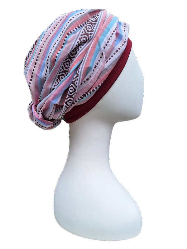 Top Mano Ikat Pink - alopecia / chemo headwear