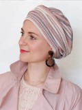 Mutsje Maya roze/rood - chemotherapie mutsje - alopecia hoofdbedekking