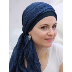 Sjaalmutsje New Delhi Navy - chemo hoofdsjaal / alopecia sjaal chemo mutsjes Lookhatme - Sjaalmutsje New Delhi Navy - voorgevormde chemo hoofdsjaal / alopecia sjaal