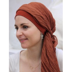 Sjaalmutsje New Delhi Brique - chemo mutsje / alopecia sjaal Voorgevormde chemo sjaals  Mooihoofd - Sjaalmutsje New Delhi Brique - chemo mutsjes Lookhatme