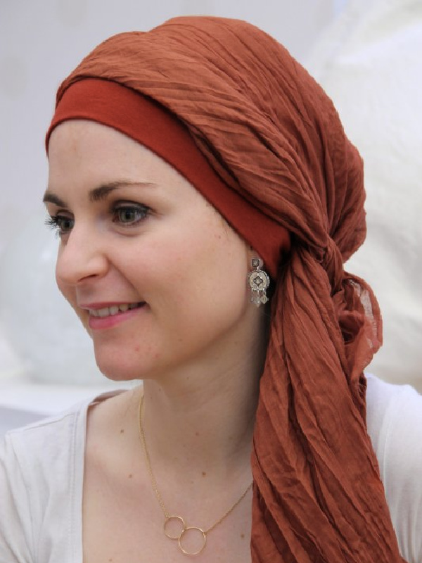 Chemo scarf New Delhi Brique - chemo hat / alopecia hat