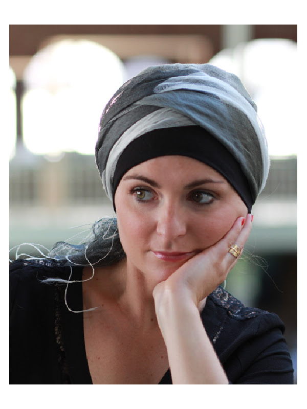 Sjaalmutsje Zwart-Grijs - hoofddoekjes chemo